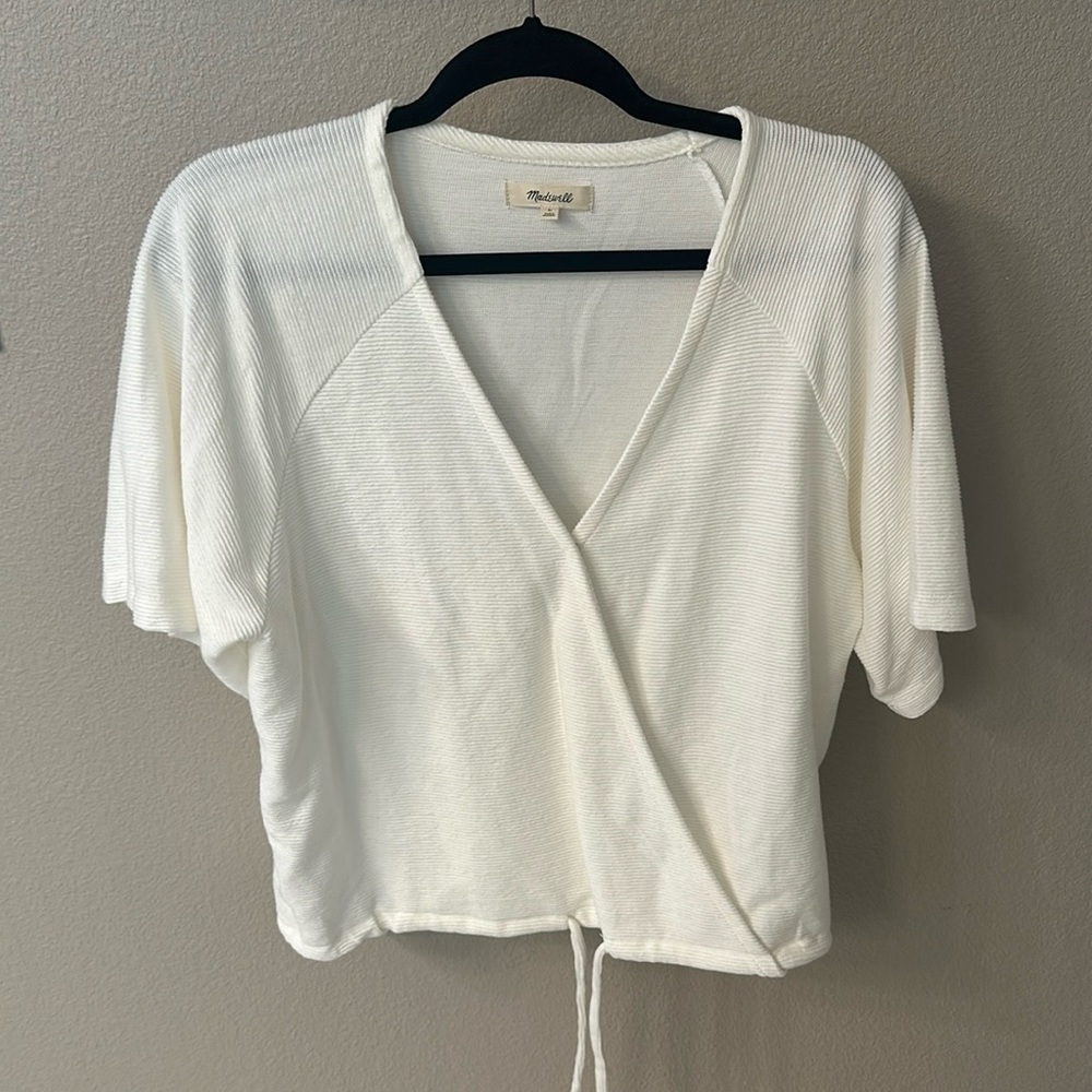 Madewell Cream short sleeve top.